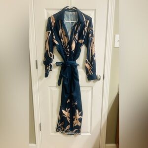 Floral Navy and Beige Dress